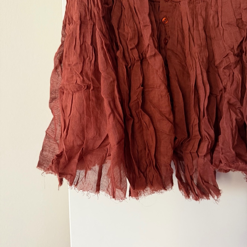 Rust Red Spaghetti Strap Ruched Dress - Picture 3 of 5